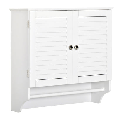 Medicine Cabinet, Concise Bathroom Wall Cabinet with 2 Shutter Doors, Shelf and Towel Rod, White Wall Mounted Cabinets White  at Gallery Canada