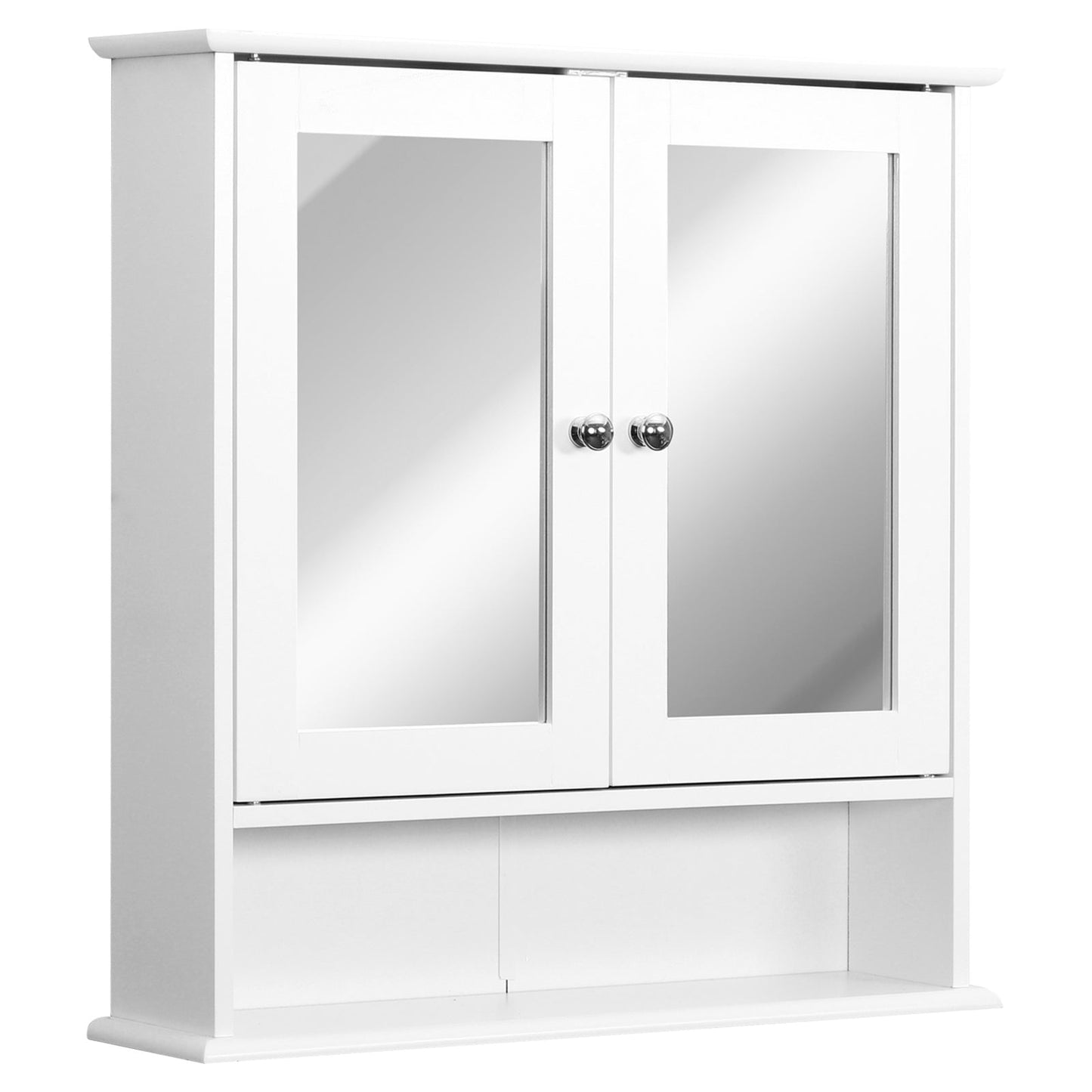 Medicine Cabinet, Wall-Mounted Bathroom Mirror Cabinet with Double Doors, Open Shelf, and Adjustable Shelf - Modern Bathroom Wall Cabinet, White Mirror Medicine Cabinets White  at Gallery Canada