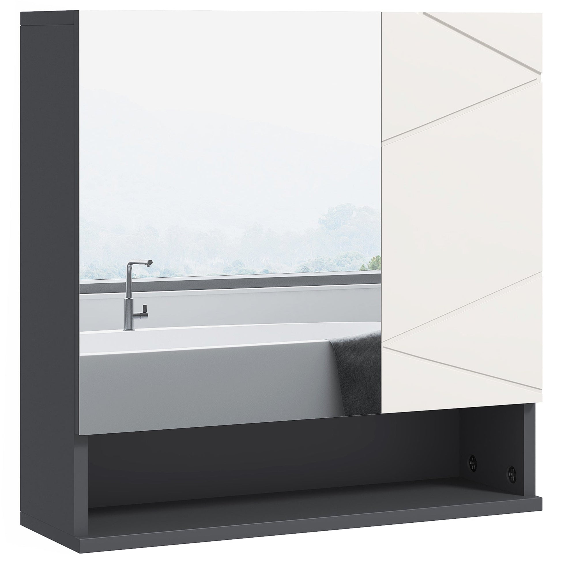 Medicine Cabinet, Wall Mounted Bathroom Mirror Cabinet with Mirrored Door, Adjustable Shelf and Soft Close Mechanism, Light Grey Mirror Medicine Cabinets Multi Colour  at Gallery Canada