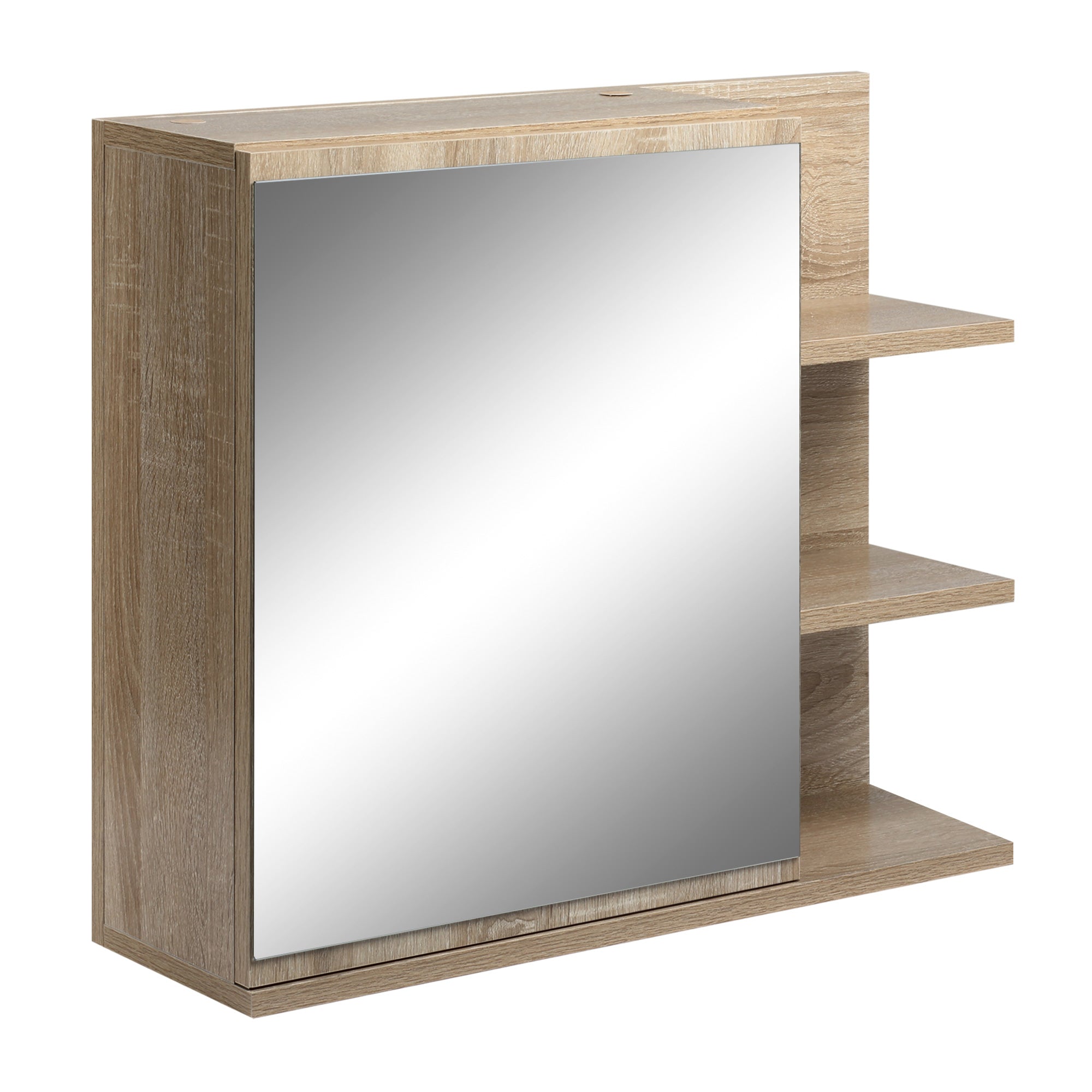 Medicine Cabinet with Mirror, Wall Mounted Bathroom Mirror Cabinet, Bathroom Wall Cabinet with 3 Open Shelves, Natural Mirror Medicine Cabinets Natural  at Gallery Canada