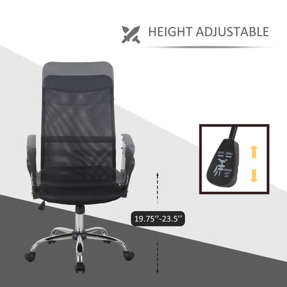 Mesh Office Chair, High Back Desk Chair, Swivel Computer Chair with Adjustable Height, Wheels, Black Task Chairs   at Gallery Canada