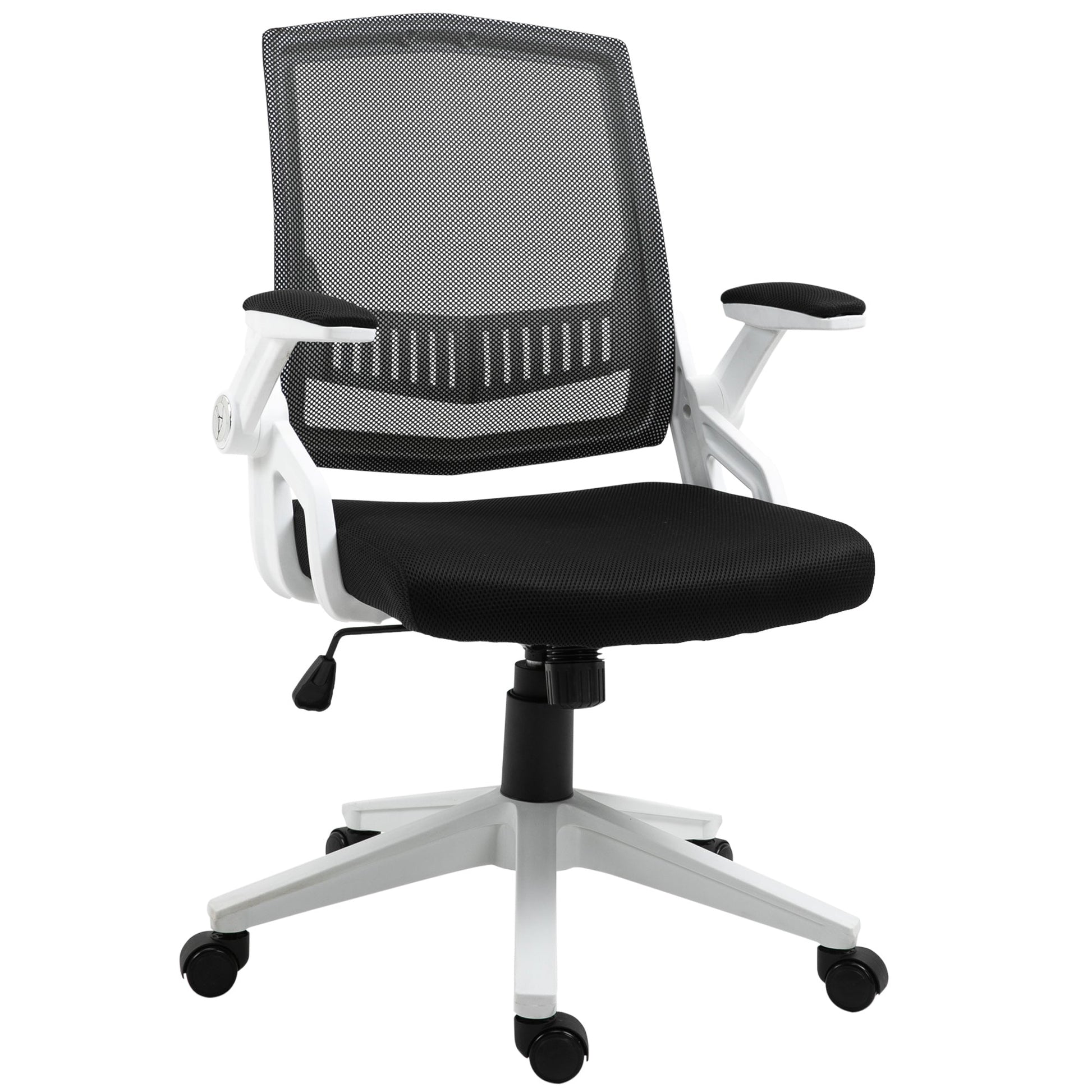 Mesh Office Chair Swivel Task Desk Chair with Lumbar Back Support, Adjustable Height, Flip-Up Arm, Black Task Chairs Black  at Gallery Canada