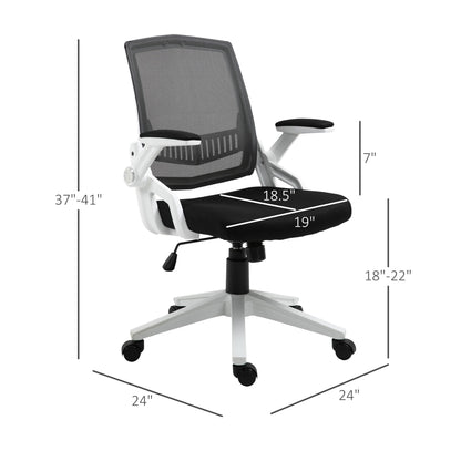 Mesh Office Chair Swivel Task Desk Chair with Lumbar Back Support, Adjustable Height, Flip-Up Arm, Black Task Chairs   at Gallery Canada