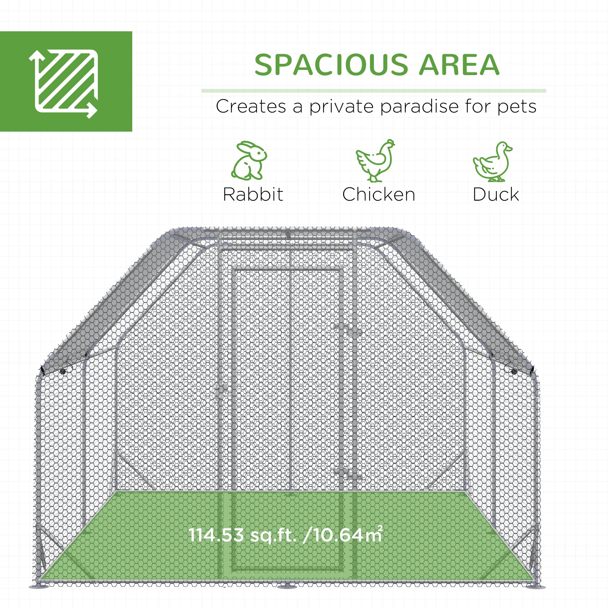 Metal Chicken Coop for 10-12 Chickens, Walk In Chicken Run Outdoor with Cover for Backyard Farm, 12.5' x 9.2' x 6.4' Chicken Coops   at Gallery Canada