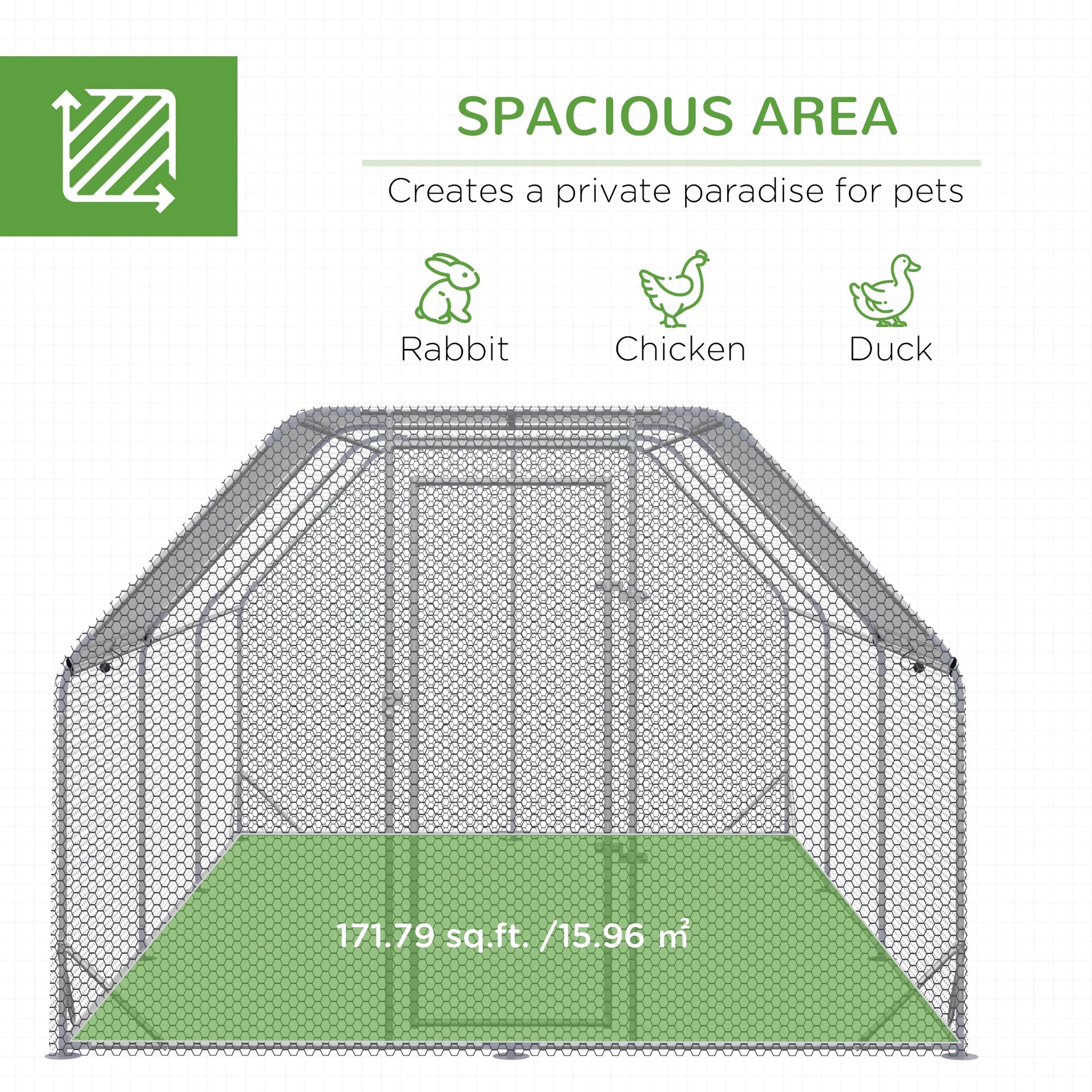 Metal Chicken Coop for 15-18 Chickens, Walk In Chicken Run Outdoor with Cover for Backyard Farm, 18.7' x 9.2' x 6.4' Chicken Coops   at Gallery Canada