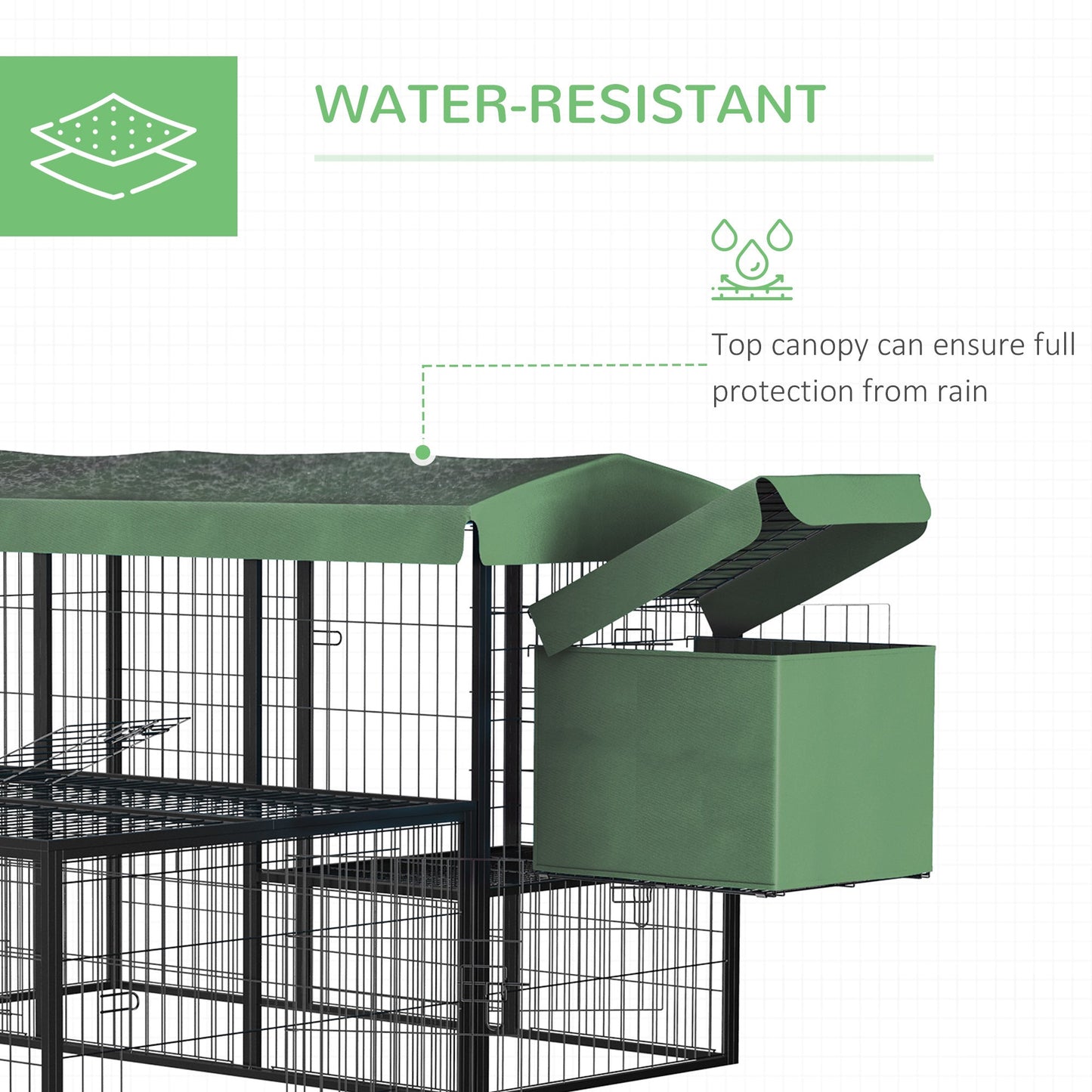 Metal Chicken Coop, Outdoor Hen House Poultry Duck Goose Cage with Water-Resistant Canopy, Run, Nesting Box, Lockable Doors, Green Chicken Coops   at Gallery Canada