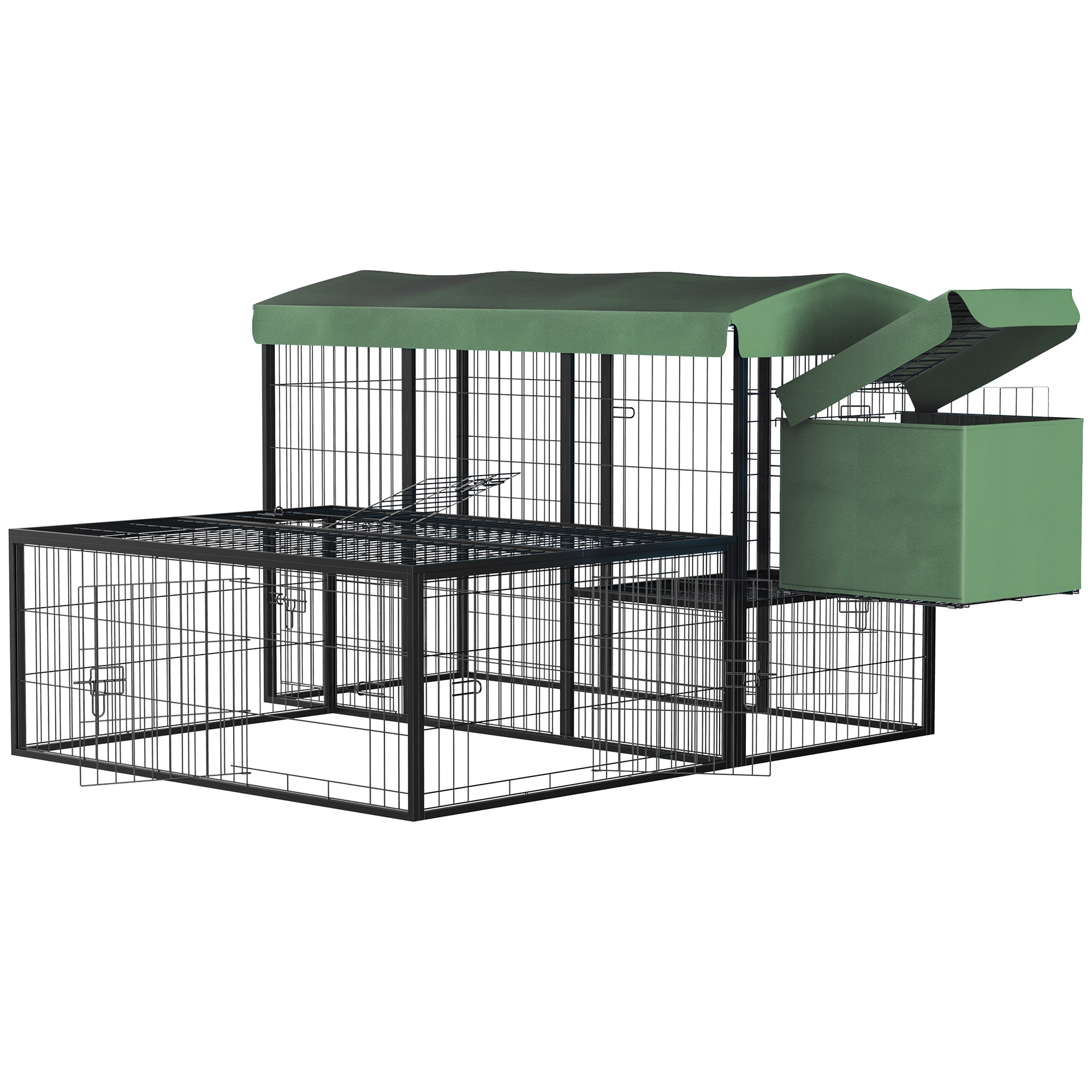 Metal Chicken Coop, Outdoor Hen House Poultry Duck Goose Cage with Water-Resistant Canopy, Run, Nesting Box, Lockable Doors, Green Chicken Coops Multi Colour  at Gallery Canada