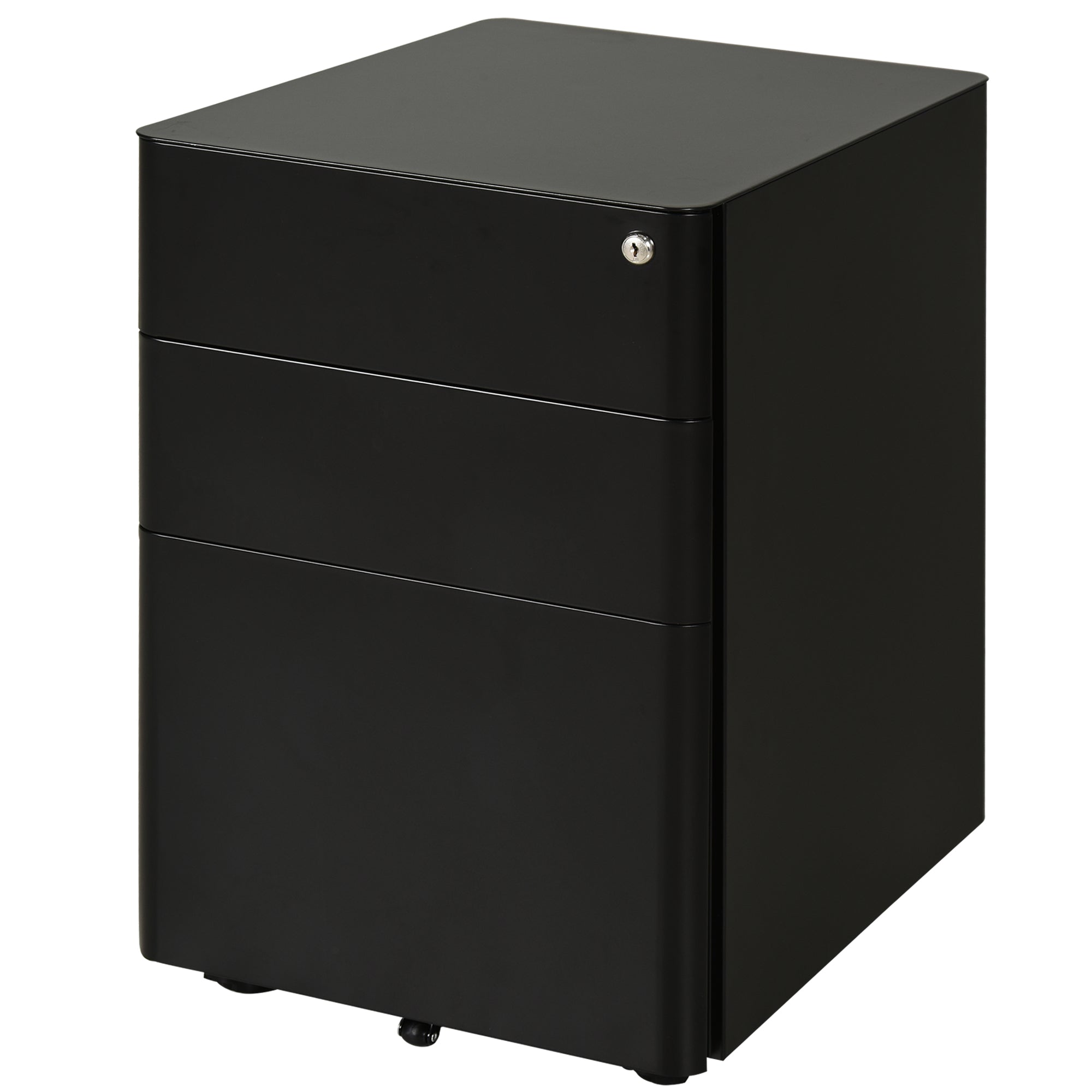 Metal Filing Cabinet 3 Drawer, Vertical File Cabinet with Lock, Mobile Office Cabinet with Wheels for Legal, Letter, A4 File, Black Office Cabinets & Cupboards Black  at Gallery Canada