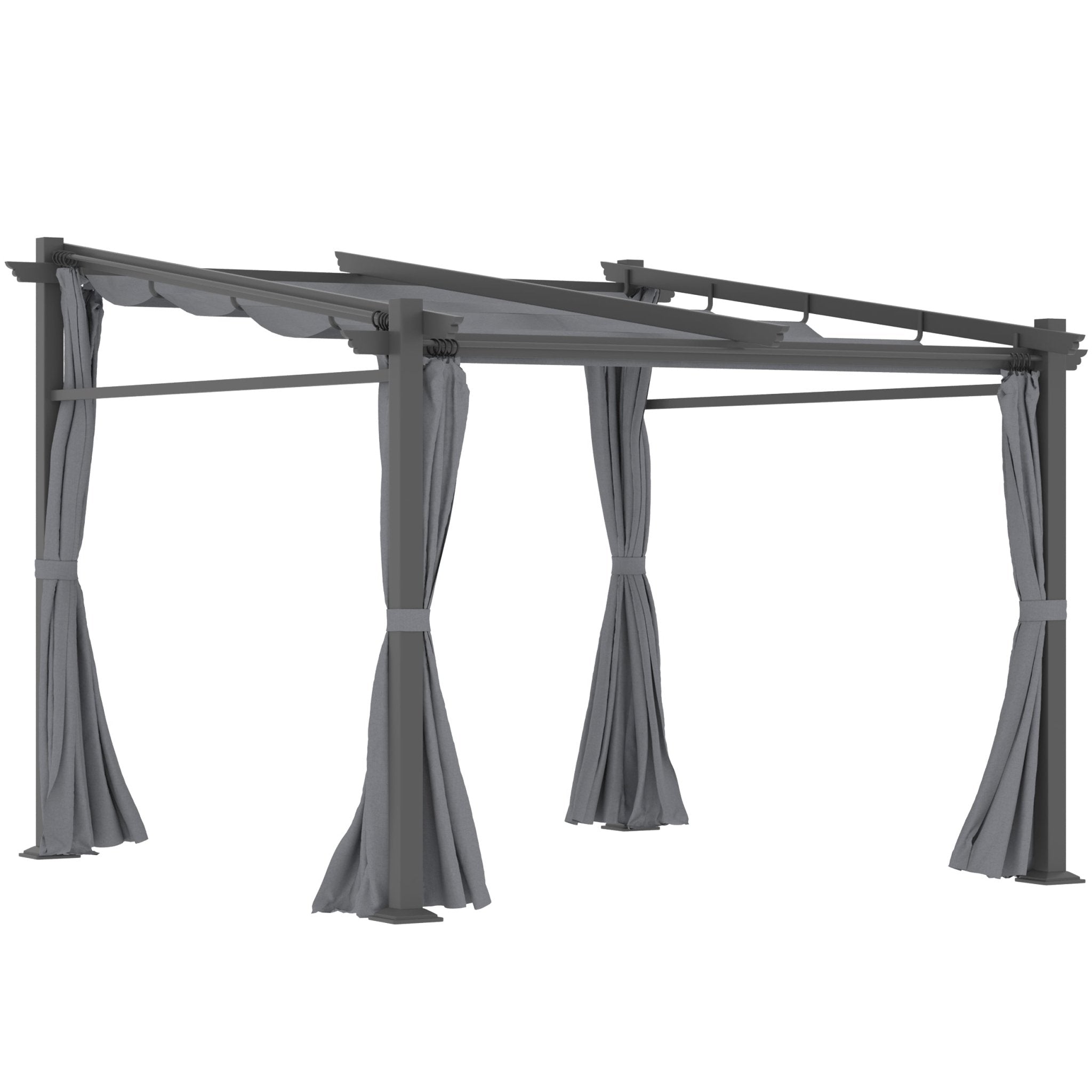 Metal Pergola with Sliding Roof Canopy, Retractable Pergola Canopy, 10' x 10', Dark Grey Pergolas Dark Grey  at Gallery Canada