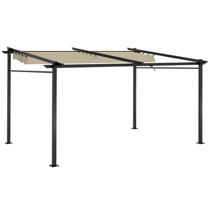 Metal Pergola with Sliding Roof Canopy, Retractable Pergola Canopy, 10' x 13', Beige Pergolas   at Gallery Canada