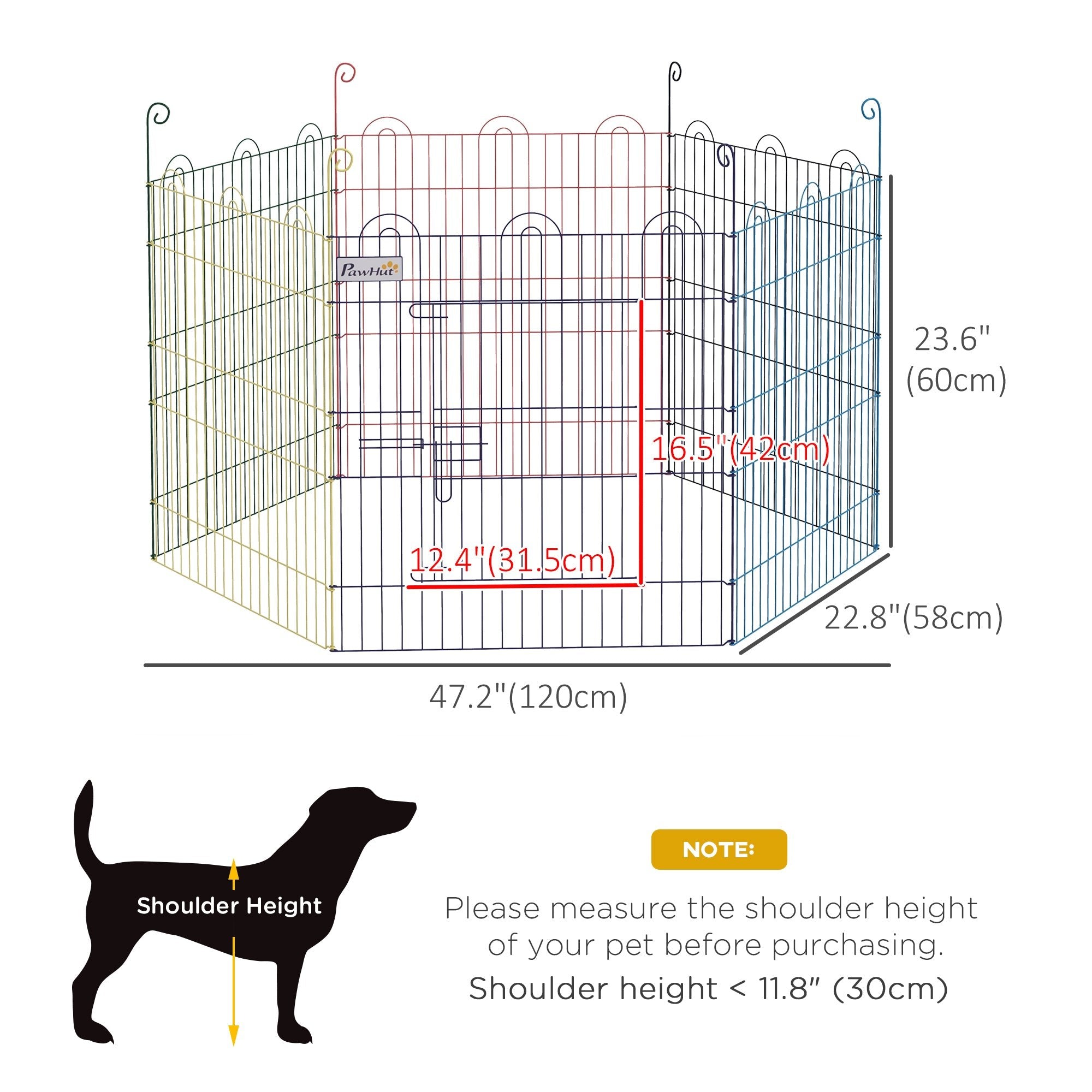 Metal Pet Playpen Portable Hexagon Dog Exercise Fence Multi-colored Houses, Kennels & Pens   at Gallery Canada