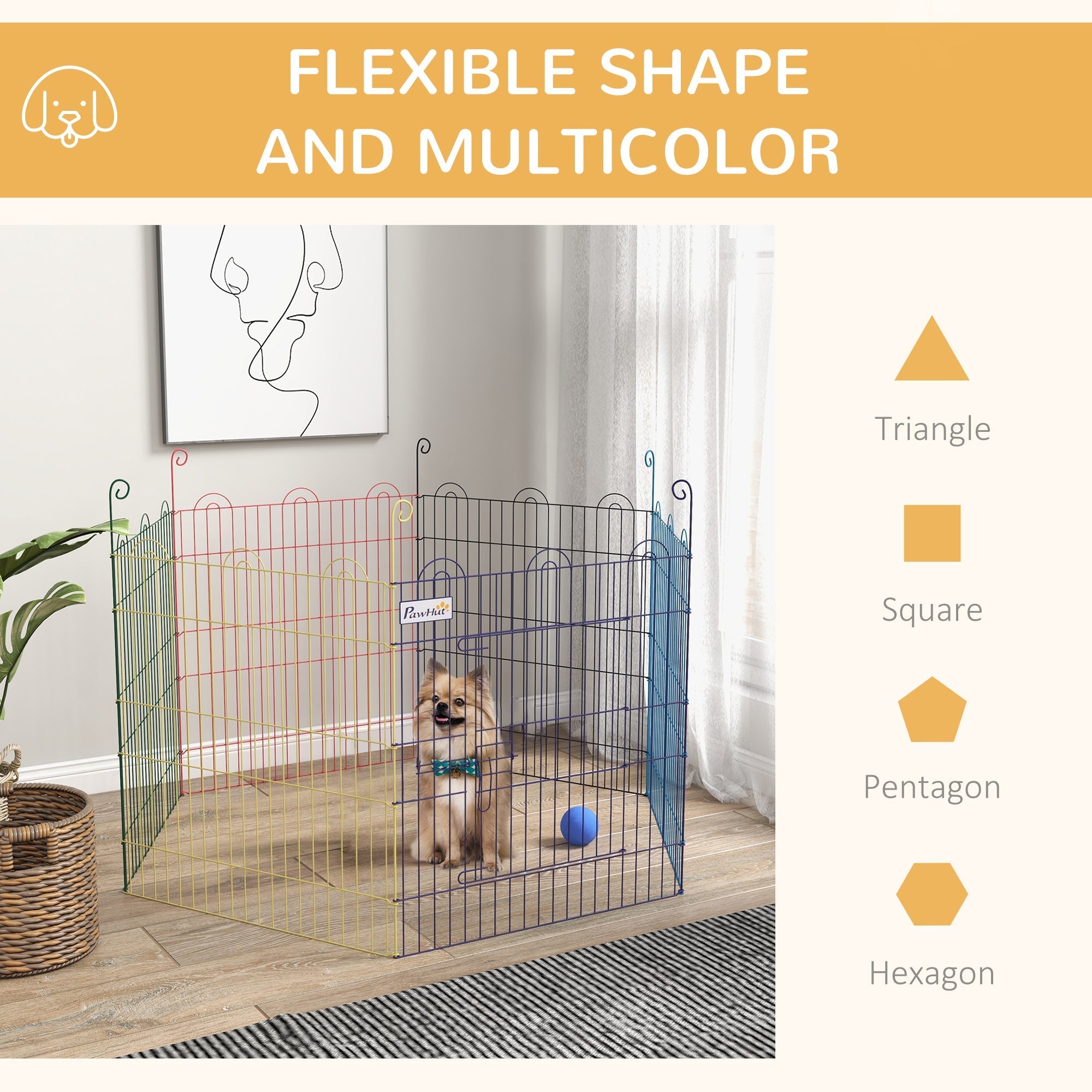 Metal Pet Playpen Portable Hexagon Dog Exercise Fence Multi-colored Houses, Kennels & Pens   at Gallery Canada