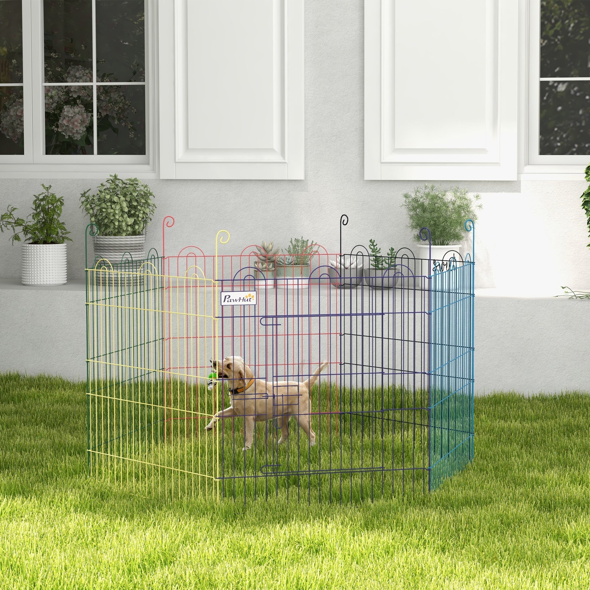 Metal Pet Playpen Portable Hexagon Dog Exercise Fence Multi-colored Houses, Kennels & Pens   at Gallery Canada