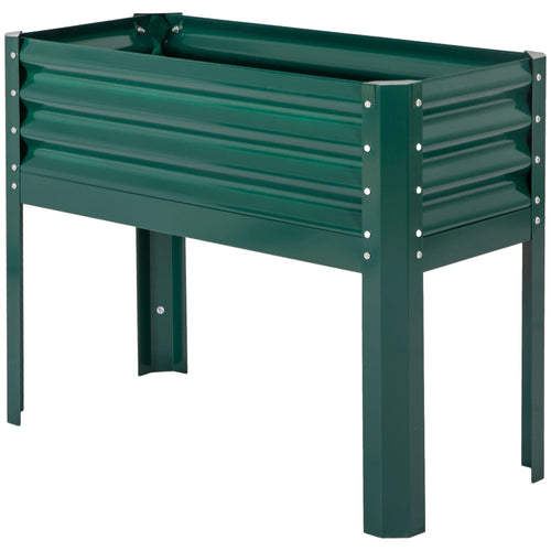 Metal Raised Bed with Legs for Vegetables, Flowers, Herbs, Galvanized Elevated Planter Box for Backyard, Patio, Green