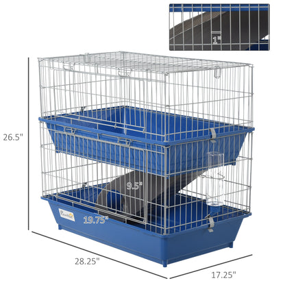 2-Tier Metal Small Animal Cage with Ramp, Dish, Bottle, Deep Base, Blue Houses & Habitats   at Gallery Canada