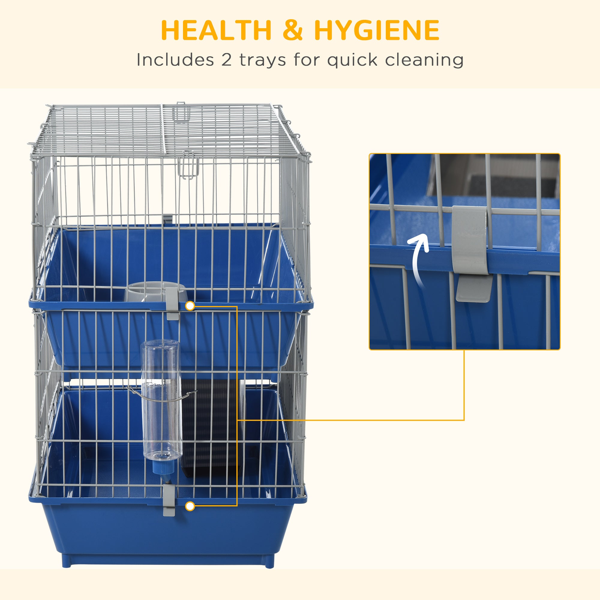 2-Tier Metal Small Animal Cage with Ramp, Dish, Bottle, Deep Base, Blue Houses & Habitats   at Gallery Canada