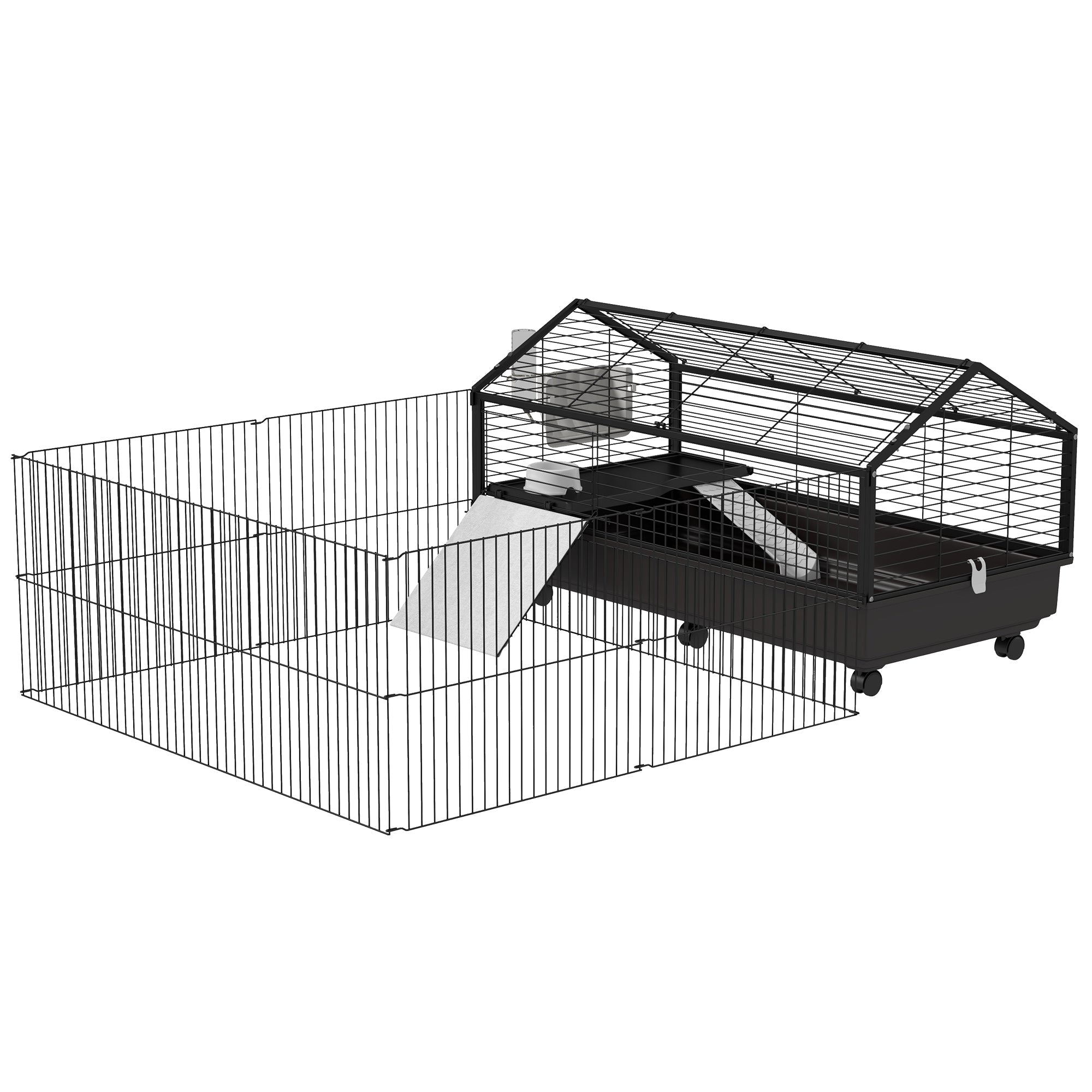 Large Metal Small Animal Cage with Wheels and Foldable Run, 47