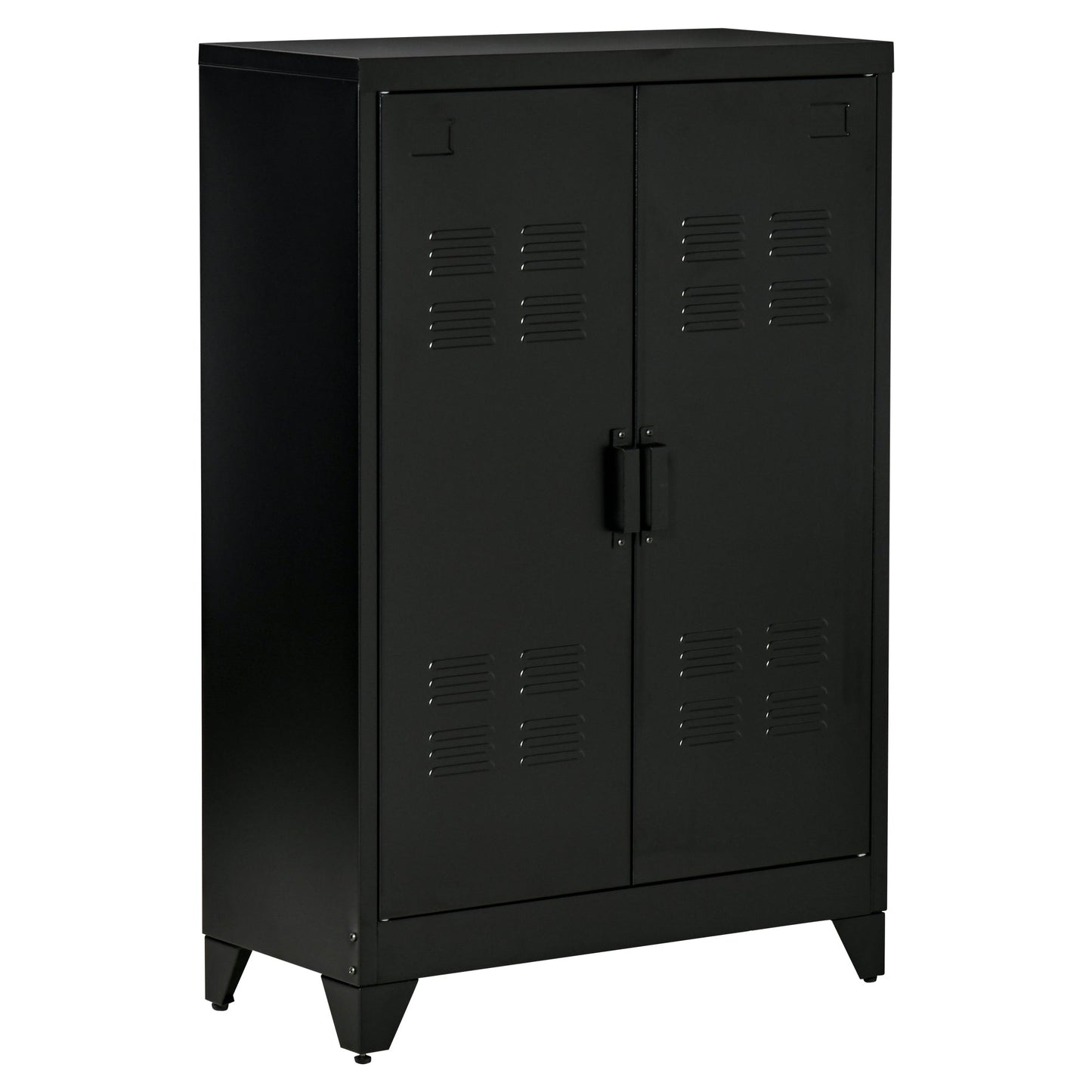 Metal Storage Cabinet, Industrial Sideboard Buffet Cabinet with 2 Louvered Doors, Adjustable Shelves, Black Storage Cabinets   at Gallery Canada