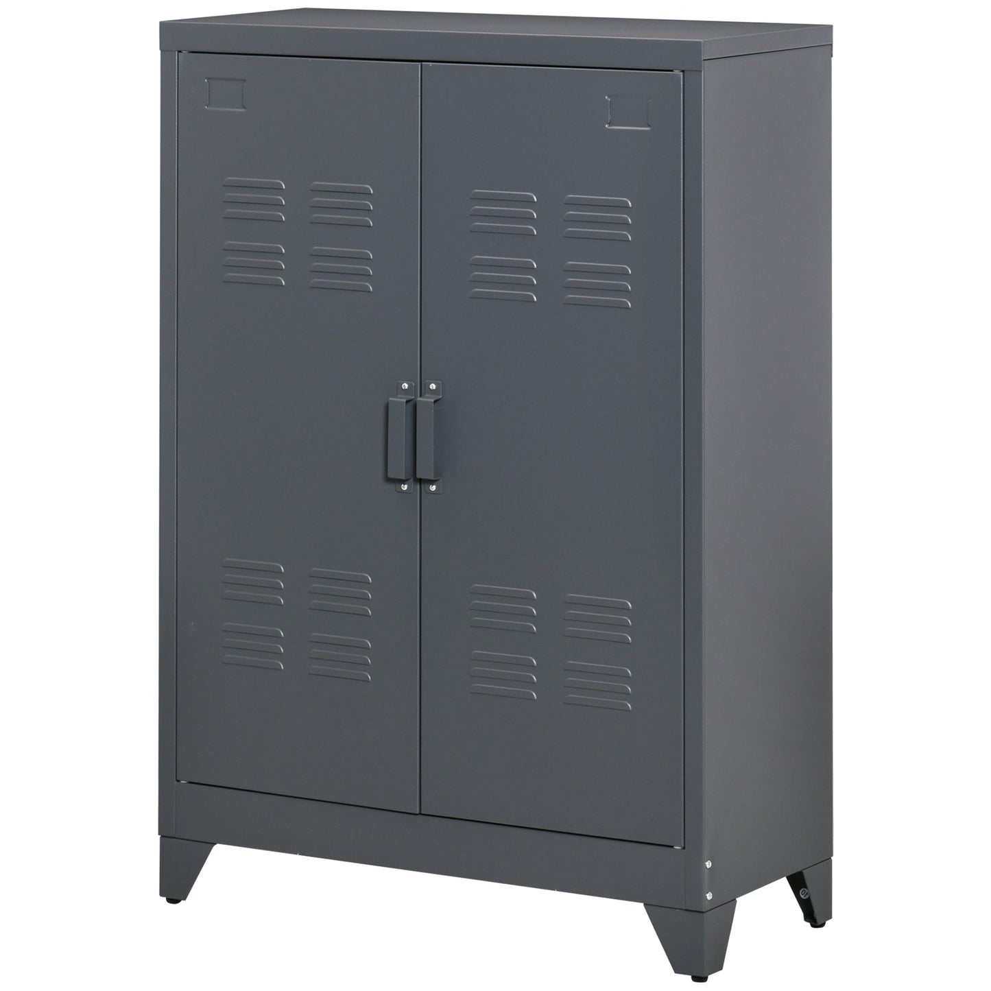 Metal Storage Cabinet, Industrial Sideboard Buffet Cabinet with 2 Louvered Doors, Adjustable Shelves, Grey Storage Cabinets Grey  at Gallery Canada