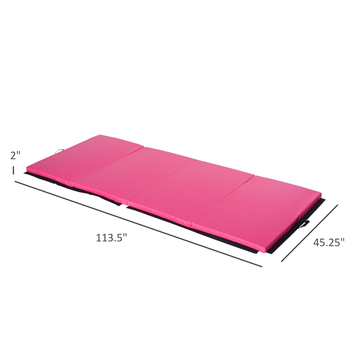 4'x10'x2'' Folding Gymnastics Tumbling Mat, Exercise Mat with Carrying Handles for Yoga, MMA, Martial Arts, Stretching, Core Workouts, Pink Gymnastics Mats   at Gallery Canada