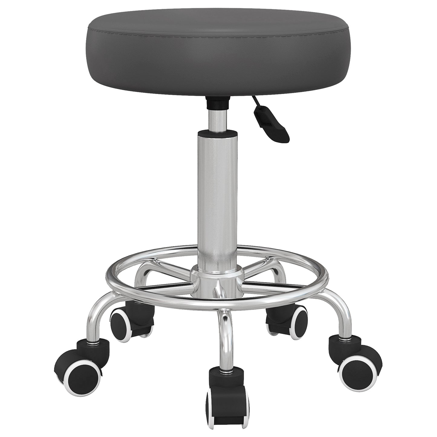 Salon Stool with Adjustable Height, PU Leather Barber Rolling Massage Tattoo Chair for Bar Beauty SPA, Grey Salon Stools   at Gallery Canada