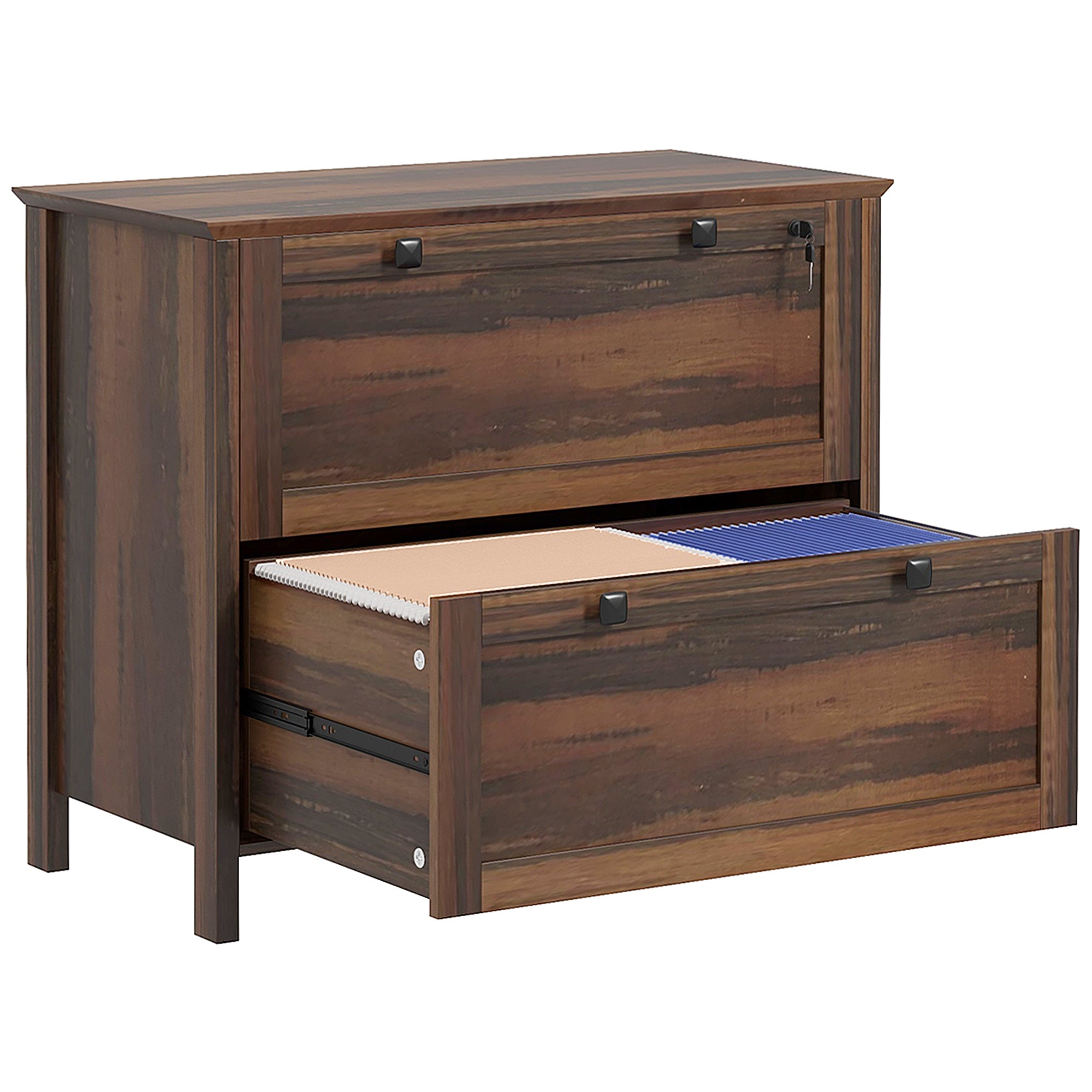 2 Drawer File Cabinet, Lockable Filing Cabinet with Adjustable Hanging Bar for Letter, A4 and Legal Size, Brown Office Cabinets & Cupboards at Gallery Canada