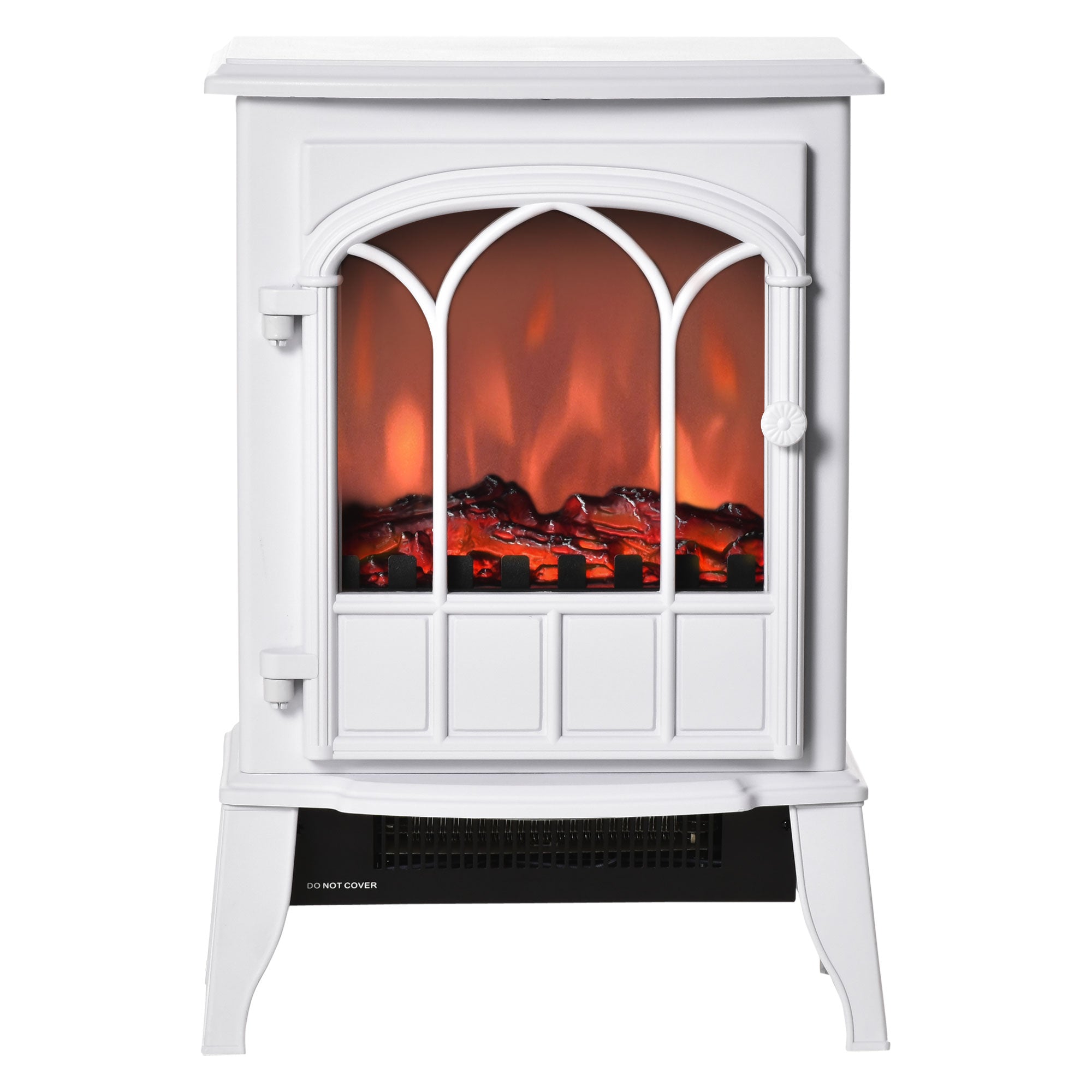 Electric Fireplace Stove, Freestanding Fireplace Heater with Realistic Flame, Adjustable brightness, Overheating Safety System, White Electric Fireplaces at Gallery Canada