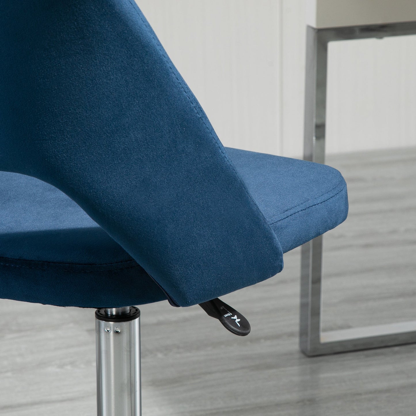 Mid Back Office Chair Velvet Fabric Swivel Scallop Shape Computer Desk Chair, Blue - Gallery Canada