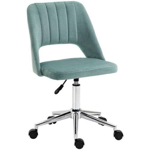 Mid Back Office Chair Velvet Fabric Swivel Scallop Shape Computer Desk Chair, Green