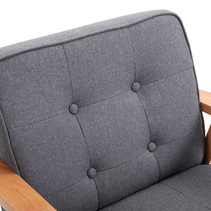 Mid-Century Accent Chair Modern Fabric Upholstered Tufted Back Lounge Sofa Seat - Grey Accent Chairs   at Gallery Canada