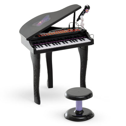 Mini Electronic Musical Piano 37 Key Keyboard Multifunction Kids Toy with Microphone Stool (Black) Electronic Musical Pianos Black  at Gallery Canada