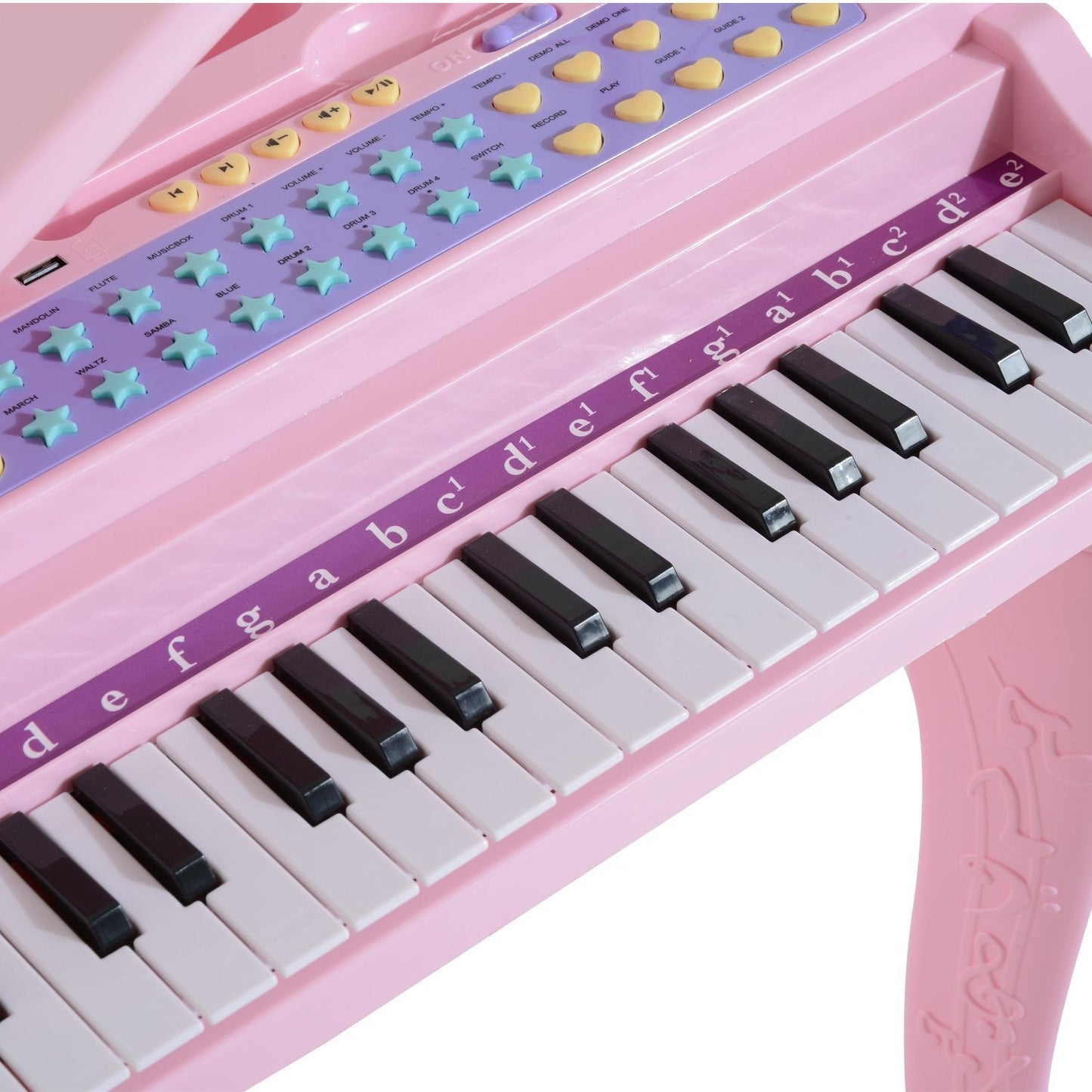 Mini Electronic Musical Piano 37 Key Keyboard Multifunction Kids Toy with Microphone Stool (Pink) - Gallery Canada