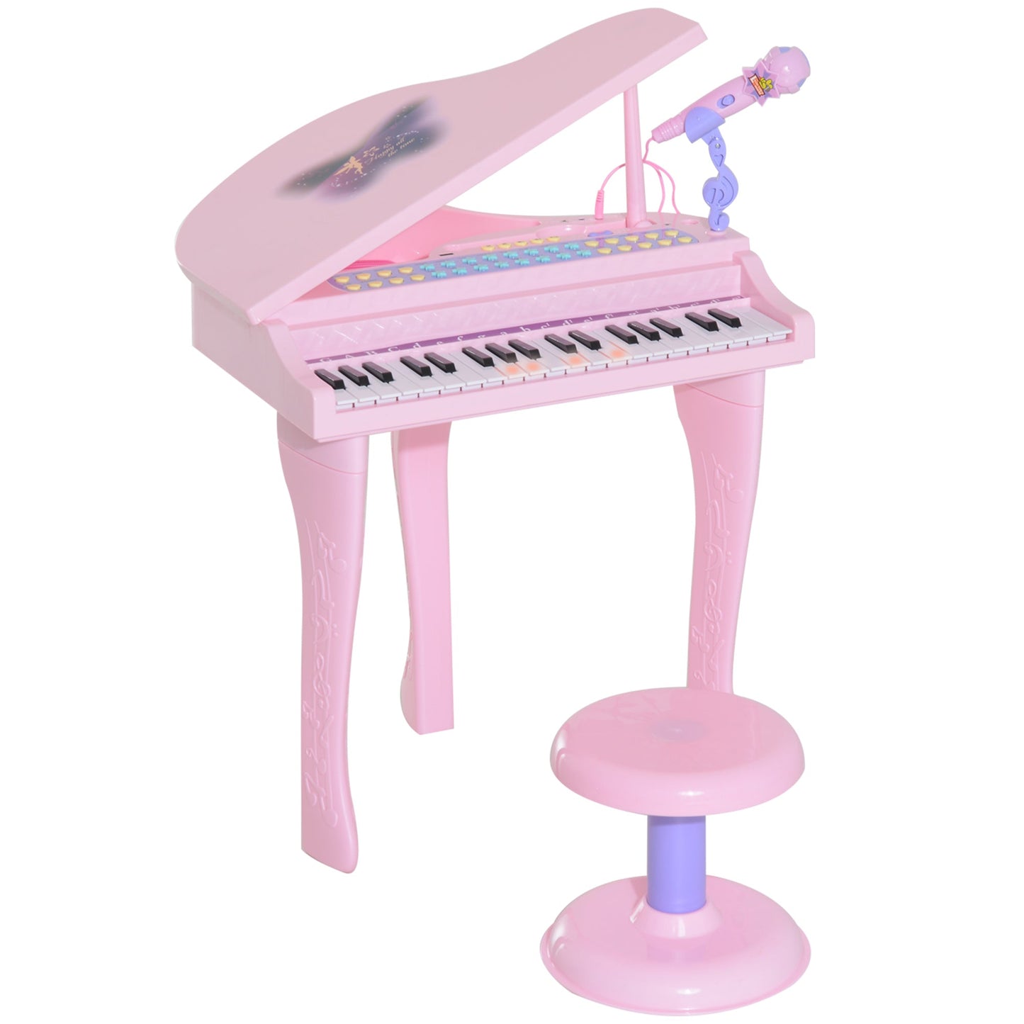 Mini Electronic Musical Piano 37 Key Keyboard Multifunction Kids Toy with Microphone Stool (Pink) Electronic Musical Pianos Pink  at Gallery Canada