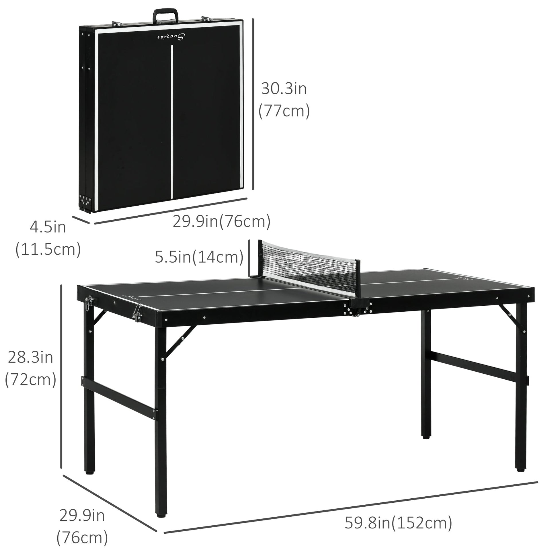 Mini Folding Table Tennis Table with Aluminium Frame, Portable Outdoor Ping Pong Table with Net for Indoor Outdoor Garden Camping, Black Game Tables   at Gallery Canada