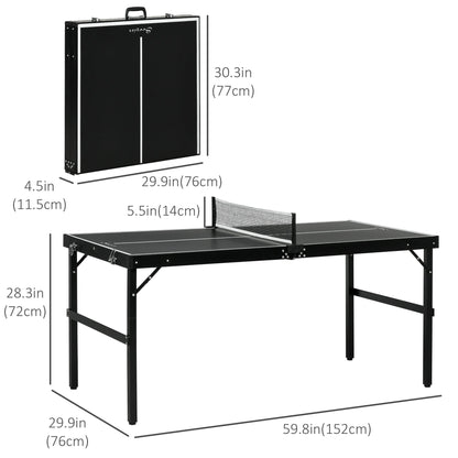 Mini Folding Table Tennis Table with Aluminium Frame, Portable Outdoor Ping Pong Table with Net for Indoor Outdoor Garden Camping, Black Game Tables   at Gallery Canada