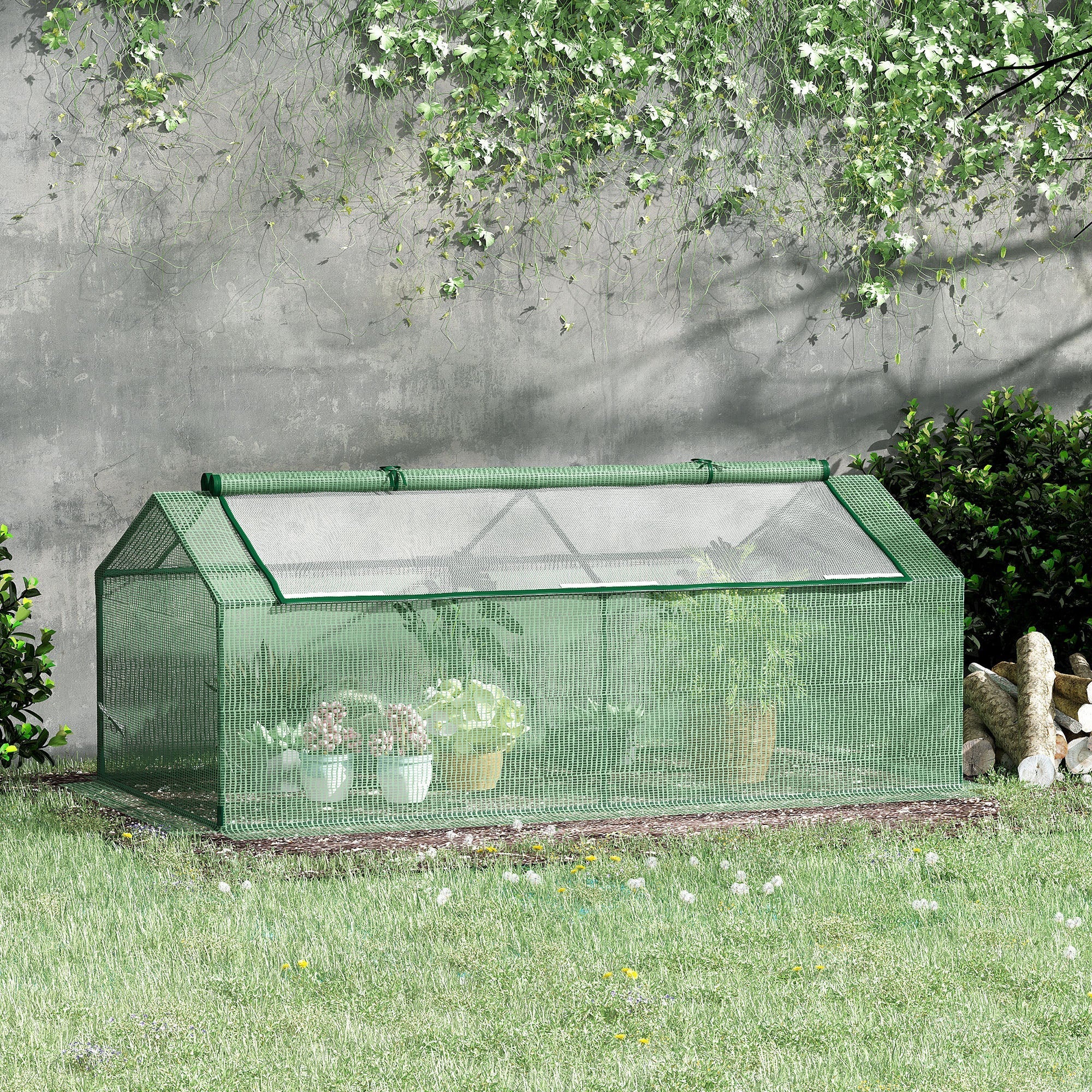 Mini Greenhouse, Portable Garden Green House with Zipper Windows, PE Cover for Outdoor, Indoor, 71