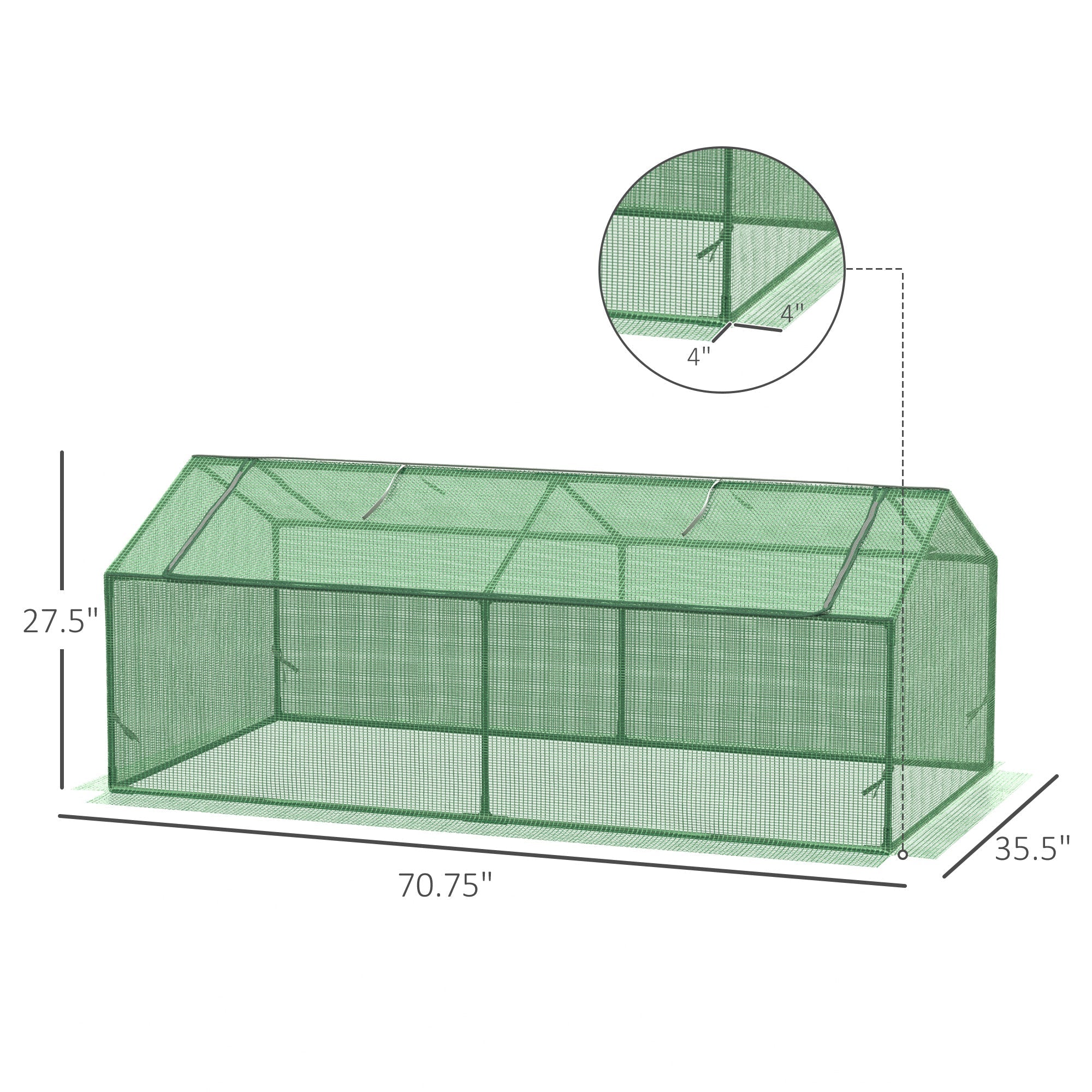 Mini Greenhouse, Portable Garden Green House with Zipper Windows, PE Cover for Outdoor, Indoor, 71