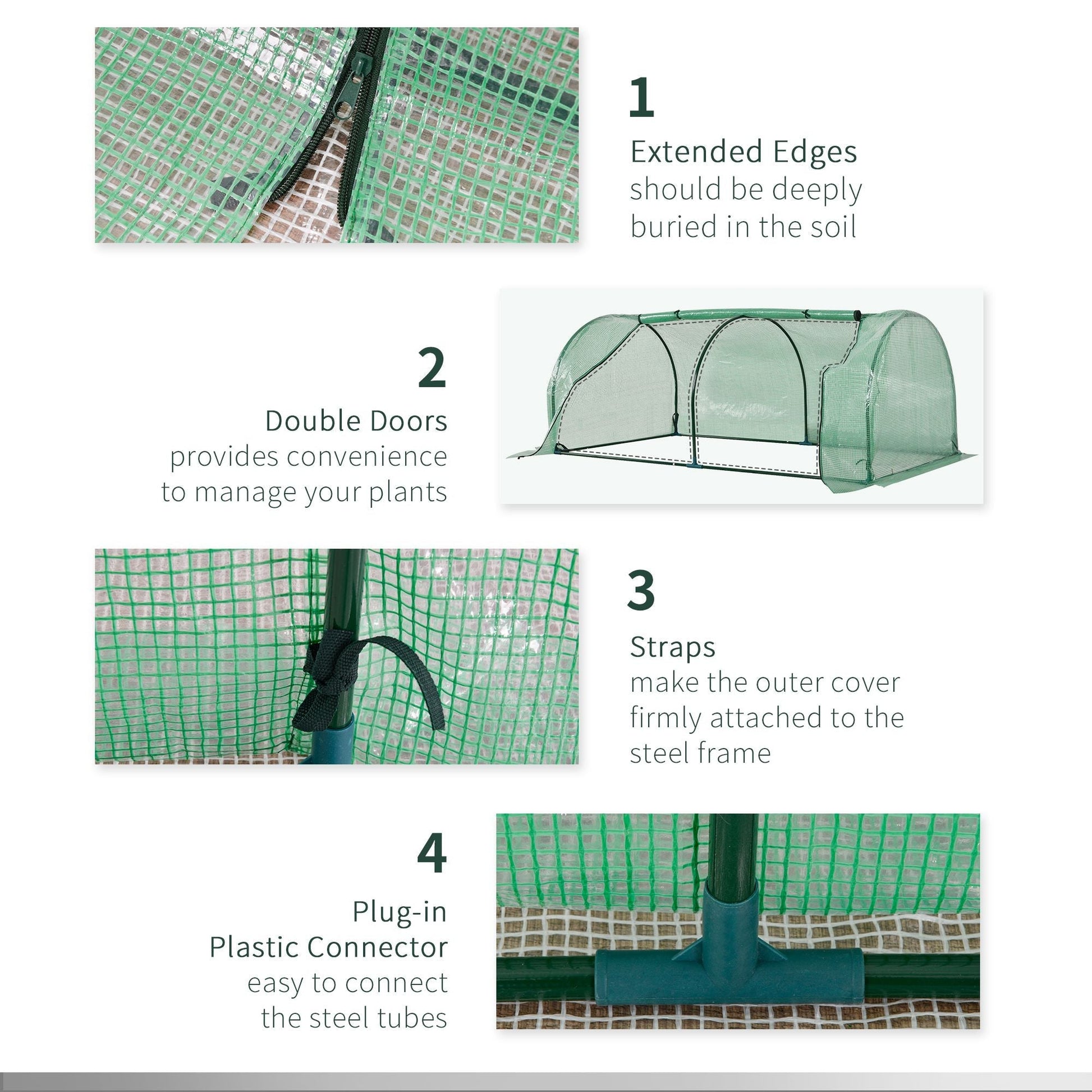 Mini Greenhouse Portable Hot House for Plants with Zippered Doors for Outdoor, Indoor, 79" x 39" x 32", Green Mini Greenhouses   at Gallery Canada