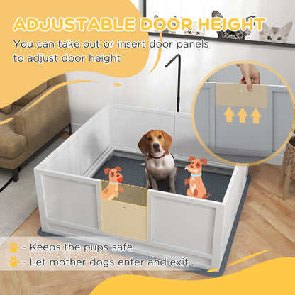 Whelping Box for Dogs with Retractable Light Stand, Waterproof Pad, Rail, Adjustable Height Door, 49" x 47" Houses, Kennels & Pens   at Gallery Canada