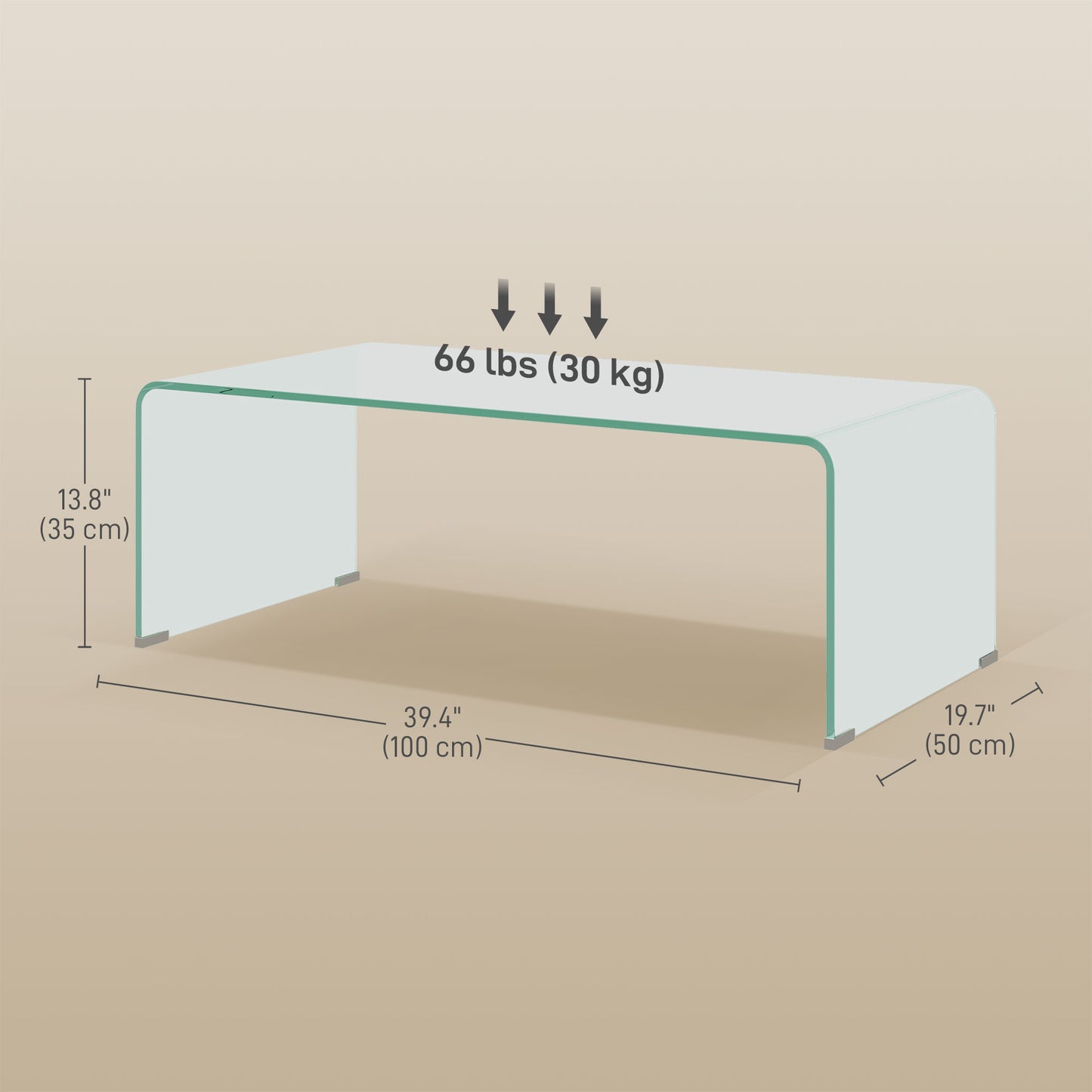 Glass Coffee Table, Clear Coffee Tables for Living Room, Modern Rectangle Center Table with Safe Rounded Edges Coffee Tables   at Gallery Canada