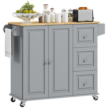 Kitchen Island on Wheels, Kitchen Cart with Drop Leaf, Drawers, Grey Kitchen Islands & Kitchen Carts   at Gallery Canada