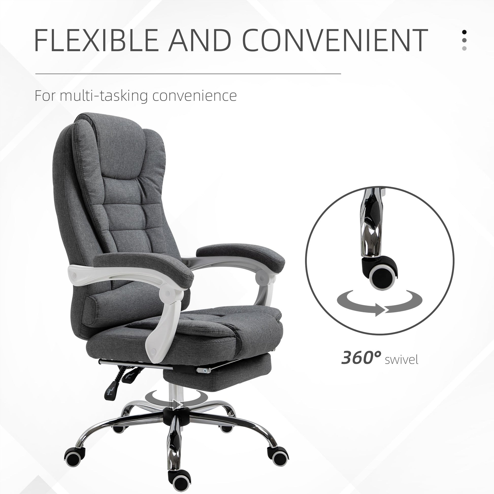 High Back Computer Chair with Retractable Footrest, Executive Office Chair with Adjustable Height, Dark Grey Executive & Manager Chairs   at Gallery Canada