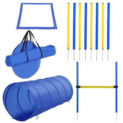 Dog Agility Starter Kit Pet Outdoor Exercise Training Set Tunnel Weave Pole High Jumper Dog Agility Training Equipment Blue and Yellow  at Gallery Canada