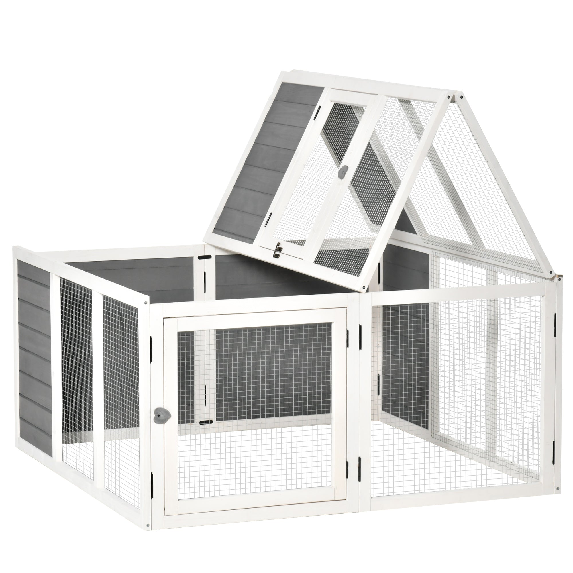 Rabbit Hutch with Openable Foldable Top, Door, for 1-4 Rabbits, for Outdoor, Backyard, Garden, Grey Rabbit Hutch at Gallery Canada