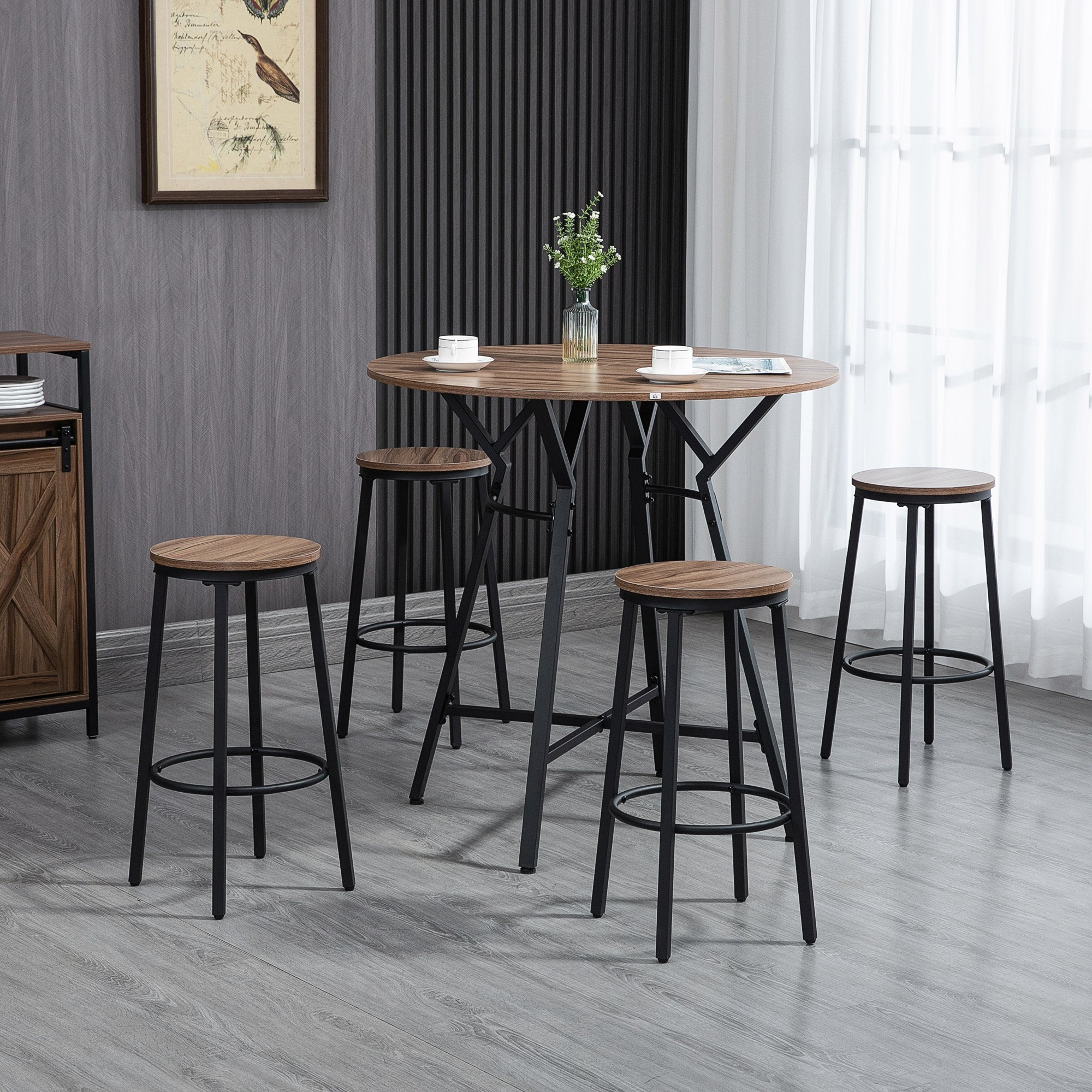 5-Piece Counter Height Bar Table and Chairs, Round Dining Table and Chairs Set for 4, Pub Table and Chairs Bar Sets   at Gallery Canada