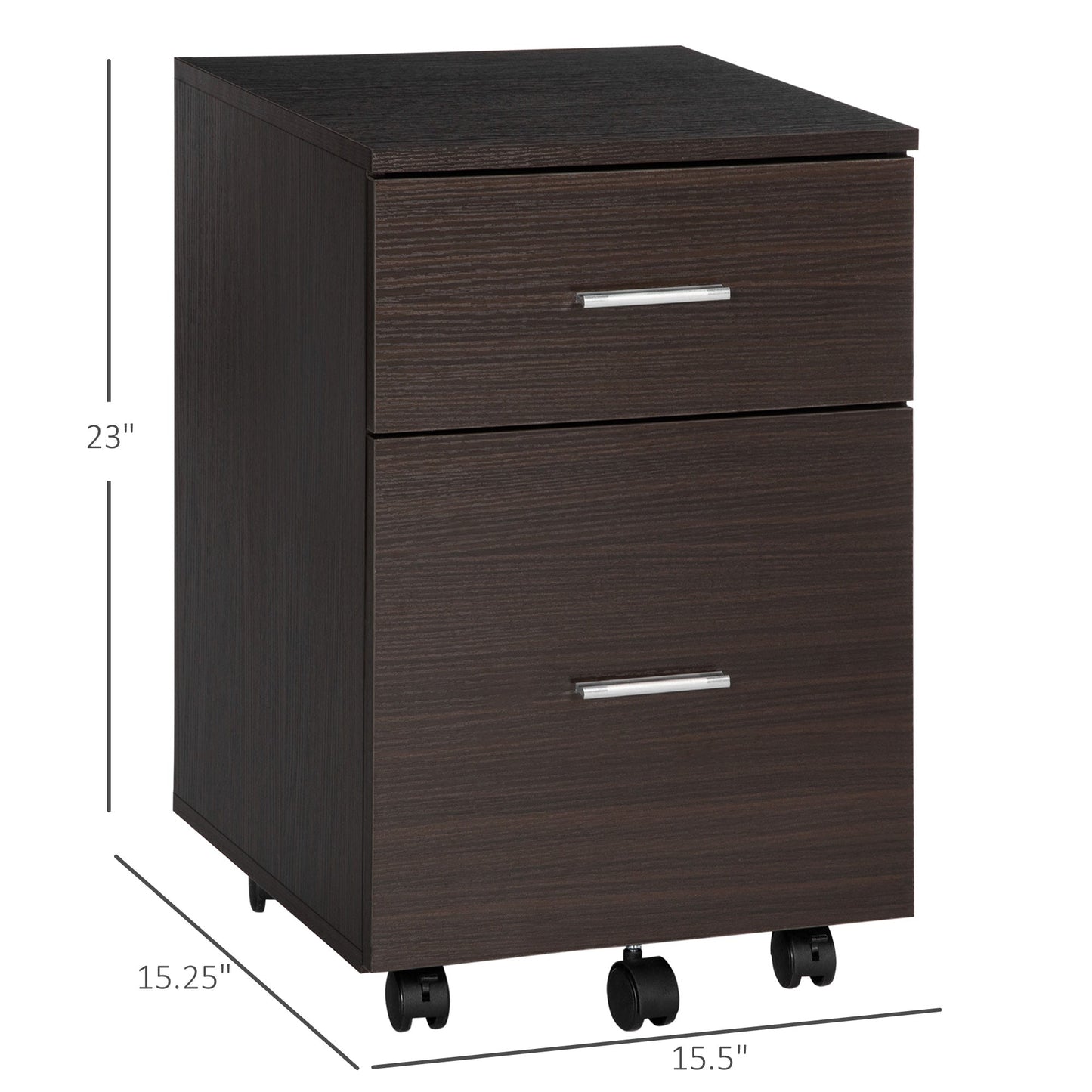 Mobile File Cabinet, 2-Drawer Filing Cabinet with Wheels, for Letter or A4 File, Study Home Office, Brown Office Cabinets & Cupboards   at Gallery Canada