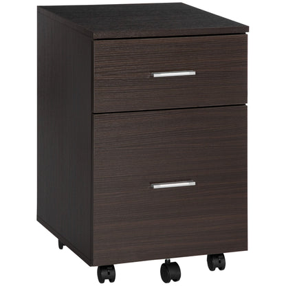 Mobile File Cabinet, 2-Drawer Filing Cabinet with Wheels, for Letter or A4 File, Study Home Office, Brown Office Cabinets & Cupboards Brown  at Gallery Canada