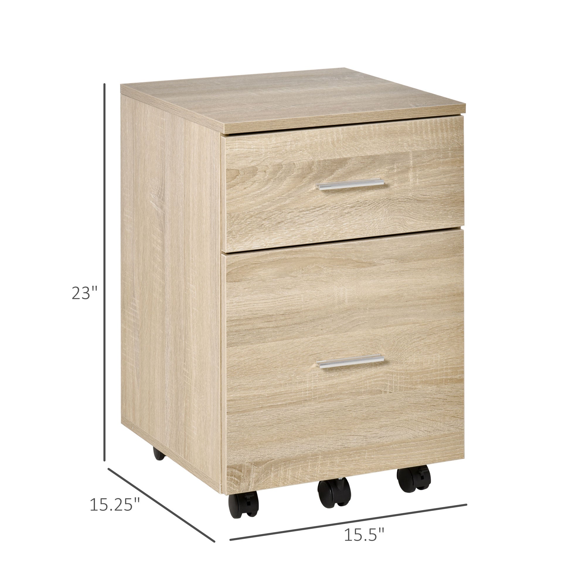 Mobile File Cabinet, 2-Drawer Filing Cabinet with Wheels, for Letter or A4 File, Study Home Office, Natural Office Cabinets & Cupboards Natural  at Gallery Canada