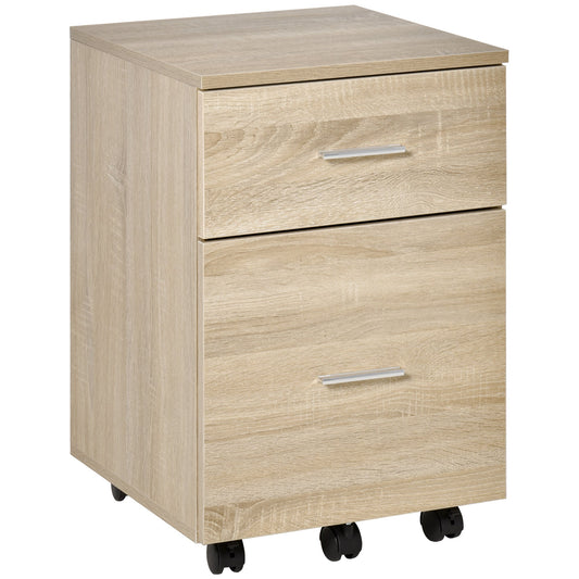 Mobile File Cabinet, 2-Drawer Filing Cabinet with Wheels, for Letter or A4 File, Study Home Office, Natural Office Cabinets & Cupboards Natural  at Gallery Canada