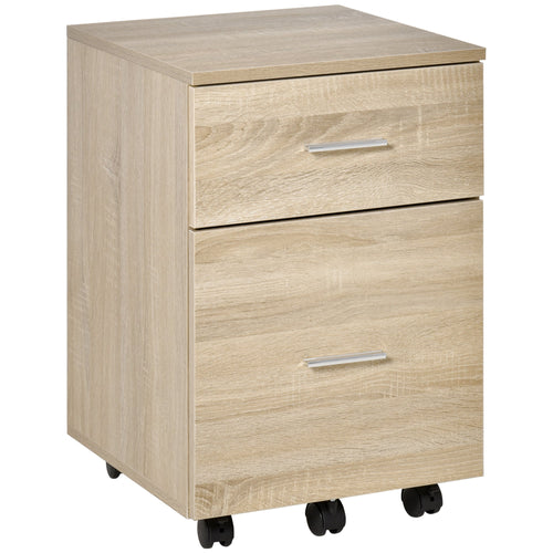 Mobile File Cabinet, 2-Drawer Filing Cabinet with Wheels, for Letter or A4 File, Study Home Office, Natural